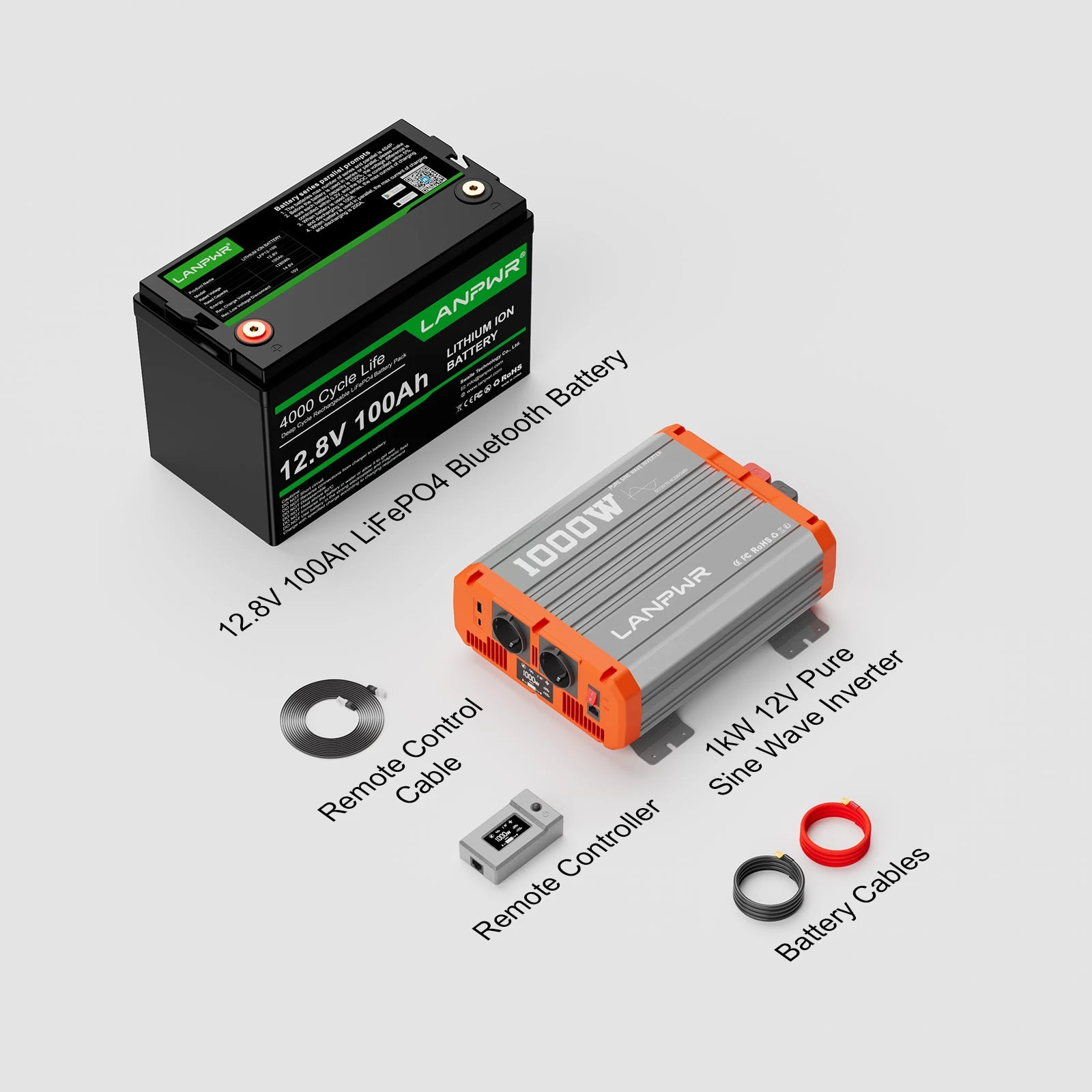 LANPWR 12V 100Ah Bluetooth LiFePO4 Lithium Deep Cycle Battery