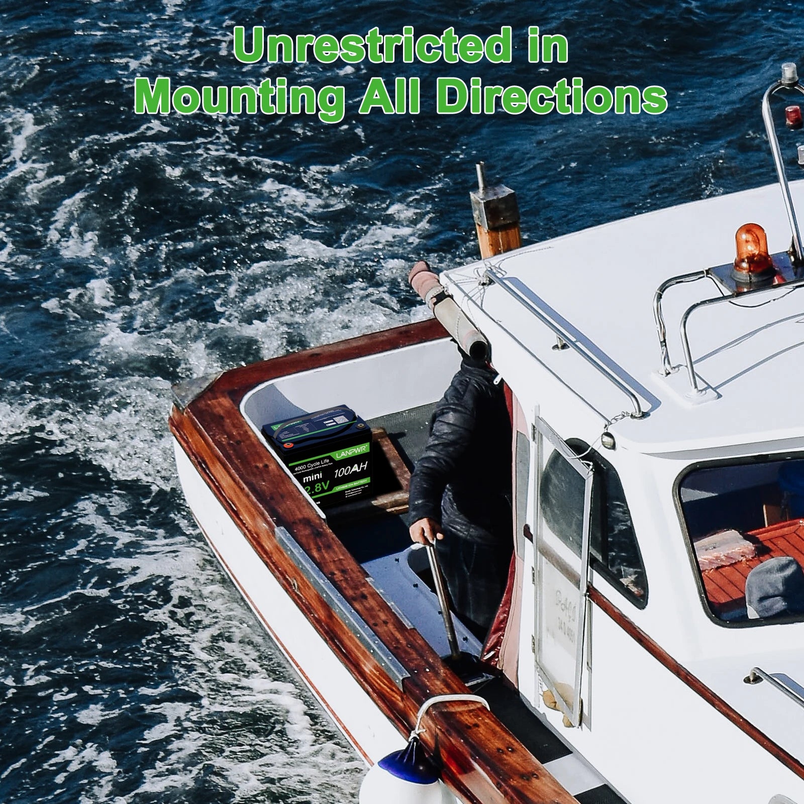 LANPWR 12V 100Ah Mini Bluetooth Lithium Battery for RV, Solar, Marine, and Backup