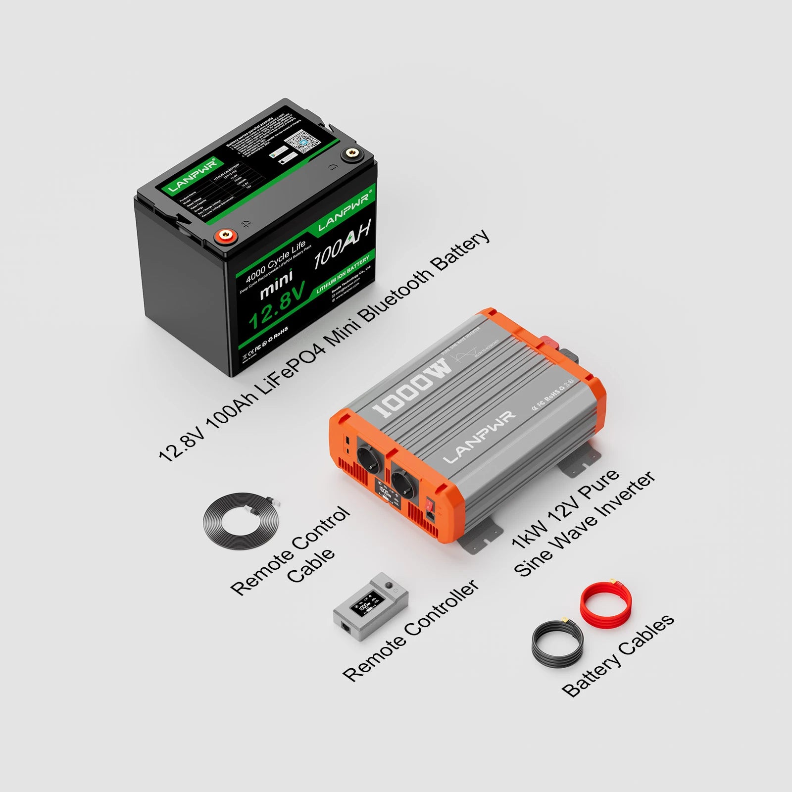 LANPWR 12V 100Ah Mini Bluetooth Lithium Battery for RV, Solar, Marine, and Backup
