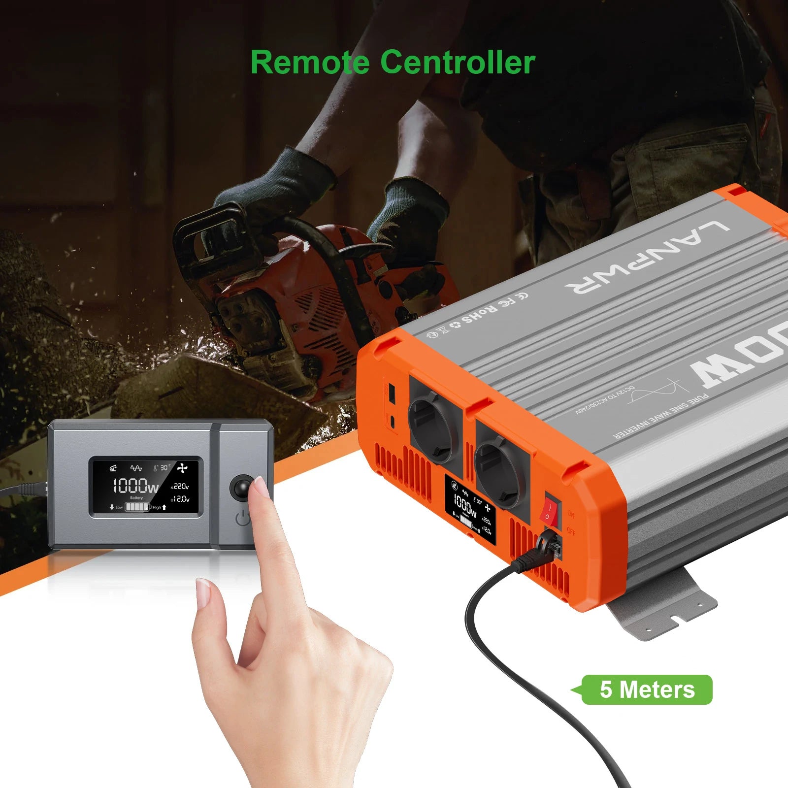 LANPWR 1000W 12V Pure Sine Wave Inverter